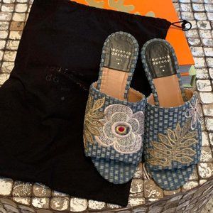 Laurance Dacade Nice Denim Embroidered Sandals